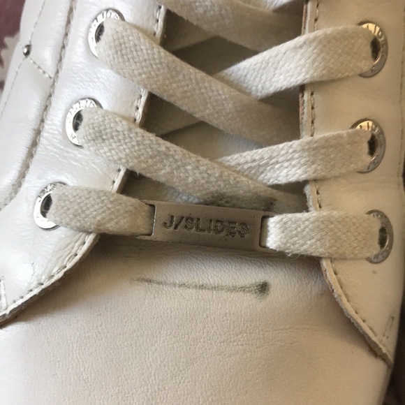 J Slides NYC white leather platform sneakers with silver details sz 8.5 - Picture 7 of 8